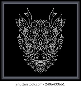 Dragon head mandala arts isolated on black background.