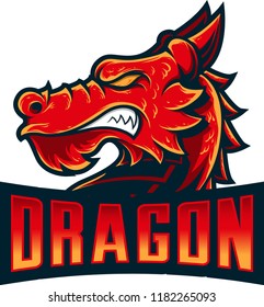 dragon head mascot with details style