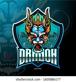 Dragon head mascot esport logo design