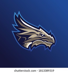 dragon head mascot gaming logo design