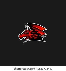 Dragon head mascot logo design vector with modern illustration concept style for badge, emblem and tshirt printing. illustration for sport and esport team dark Background