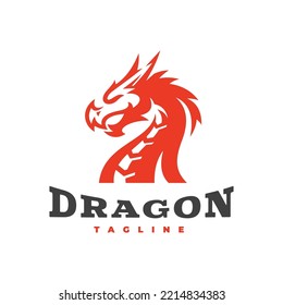 Dragon head mascot logo design. Dragon emblem vector illustration