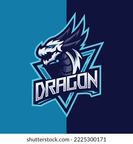 Dragon head mascot logo design for gaming team.