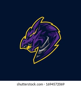 dragon head mascot logo and gaming   logo