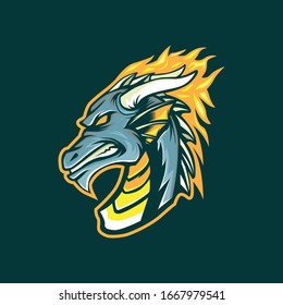DRAGON HEAD MASCOT LOGO ILLUSTRATION