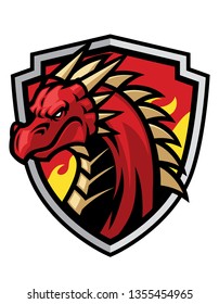 dragon head mascot in shield 