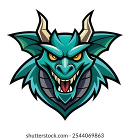 Dragon Head Mascot Vector Illustration on White Background