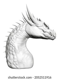 Modelo de cabeza de dragón de líneas negras Aislado sobre fondo blanco. Vista lateral. 3 D. Ilustración del vector