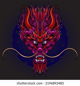 Dragon head monster vector illustration