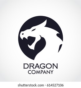 dragon head negative shape circle logo 