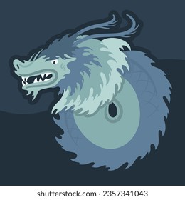 Dragon head on dark background. posters, calendar