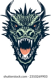 dragon head with open mouth and big teeth vector image