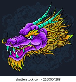 Dragon head with open mouth illustration