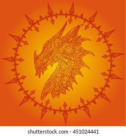 dragon head ornament with artistic circle