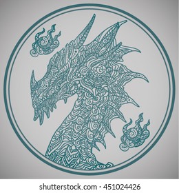 dragon head ornament with circle