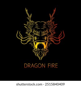 Dragon head outline hand drawn vector illustration