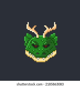 dragon head in pixel art style