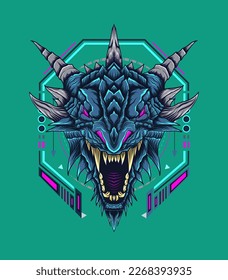 Dragon head robotic vector illustration template
