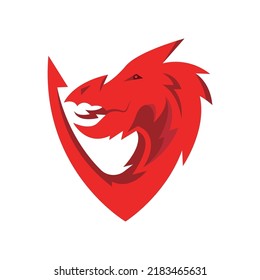 dragon head shield concept design vector illustration template 