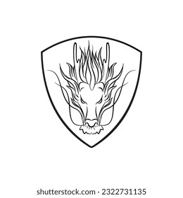 dragon head and shield logo vector design