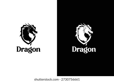 Logotipo de la mascota del escudo de la cabeza del dragón para el juego y el esport