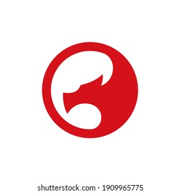 Dragon Head Silhouette with Circle Logo Design Vector