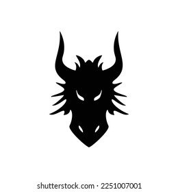 dragon head silhouette design. mythology creature sign and symbol.