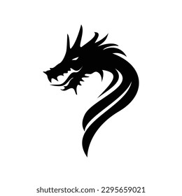 dragon head silhouette design. mythology creature sign and symbol.