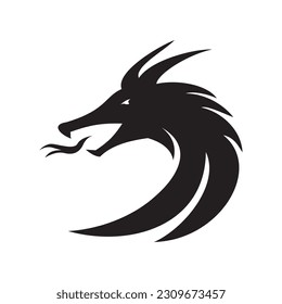 dragon head silhouette design. mythology creature sign and symbol.