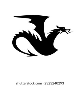 dragon head silhouette design. mythology creature sign and symbol.