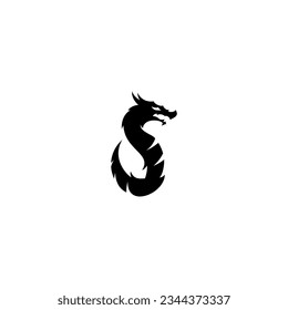 Dragon head, dragon silhouette, dragon emblem vector template.