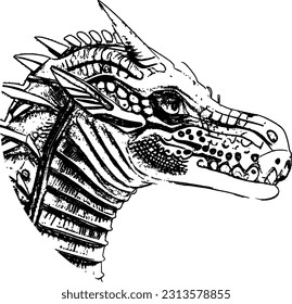 Dragon head silhouette flat color logo design  vector illustration