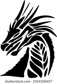 Dragon head silhouette flat color logo design vector illustration