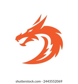 Dragon head silhouette and letter D vector logo icon vector template