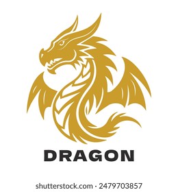 Dragon Head Silhouette Logo. Chinese Dragon Silhouette