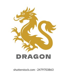 Dragon Head Silhouette Logo. Chinese Dragon Silhouette