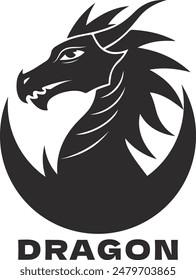 Dragon Head Silhouette Logo. Chinese Dragon Silhouette