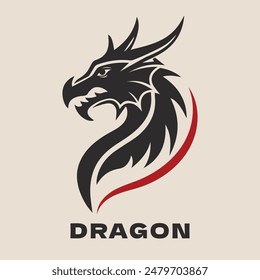 Dragon Head Silhouette Logo. Chinese Dragon Silhouette