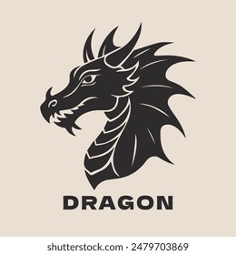 Dragon Head Silhouette Logo. Chinese Dragon Silhouette