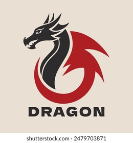 Dragon Head Silhouette Logo. Chinese Dragon Silhouette