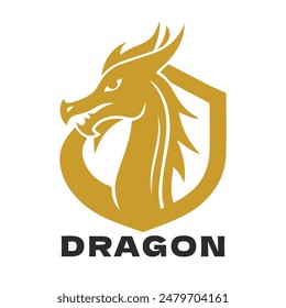 Dragon Head Silhouette Logo. Chinese Dragon Silhouette