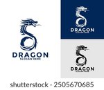 Dragon head silhouette logo design, Dragon silhouette, Chinese zodiac, horoscope logo symbol, icon