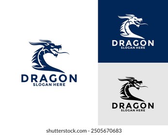 Dragon head silhouette logo design, Dragon silhouette, Chinese zodiac, horoscope logo symbol, icon