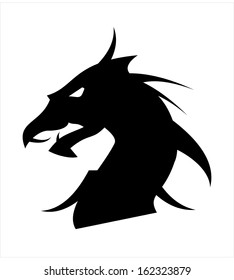Dragon Head. Dragon Head Silhouette. Vector & Illustration 