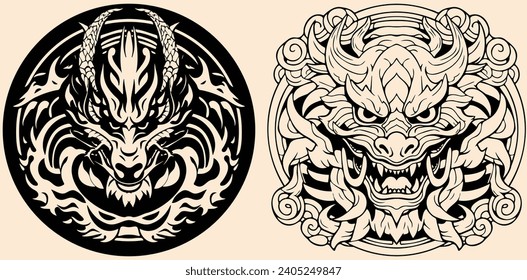 Dragon Head Sketch, Dragon Face, Dragon Bundle