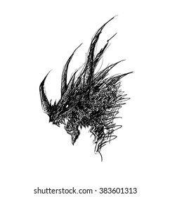 Dragon Head Sketch, a hand drawn vector illustration sketch of a cool looking  dragon's head.