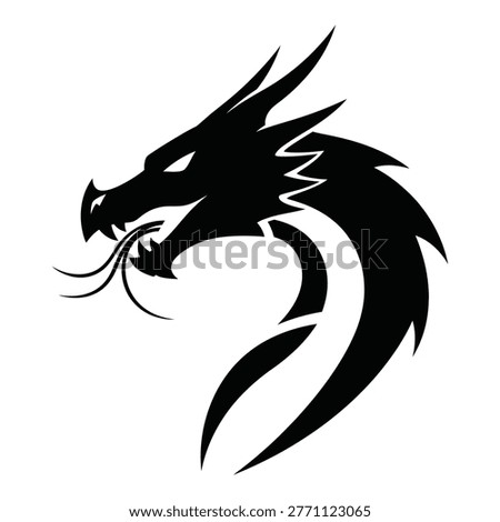 Dragon head with spikes and flames mythical creature side view icon