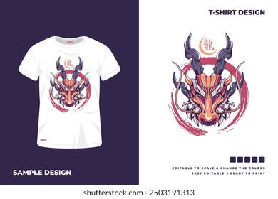 dragon head t shirt design vector