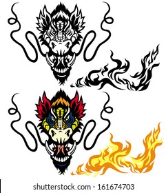 dragon head tattoo illustration isolated on white background