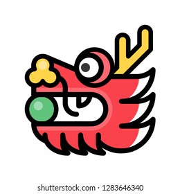 Dragon head vector, Chinese New Year related filled design icon editable stroke